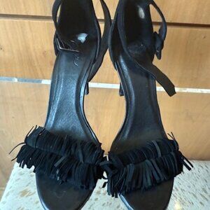 Pre-Loved Joie Black Suede Sandals with Fringe - Size 37